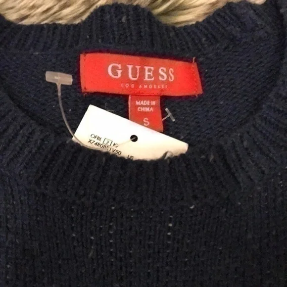 NWT Guess Jeans wool sweater in navy, small - Picture 2 of 6